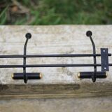 Vintage metal coat rack, wall-mounted coat rack with 4 vintage hooks