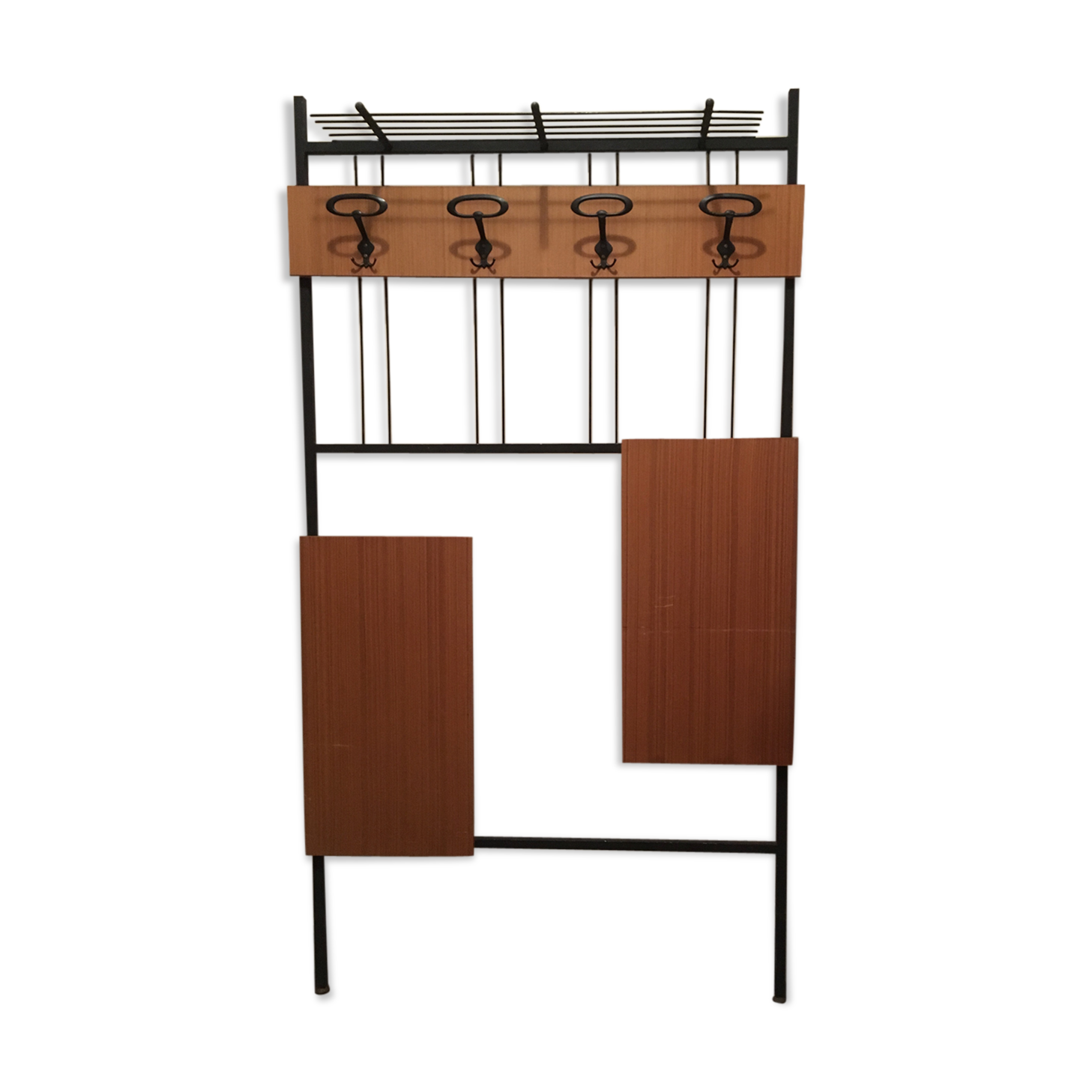 Wall coat holder in metal and wood 1960