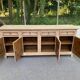 Stripped oak enfilade from 1950, 232cm.