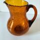 Blown glass pitcher with bubbles from Biot – amber colour