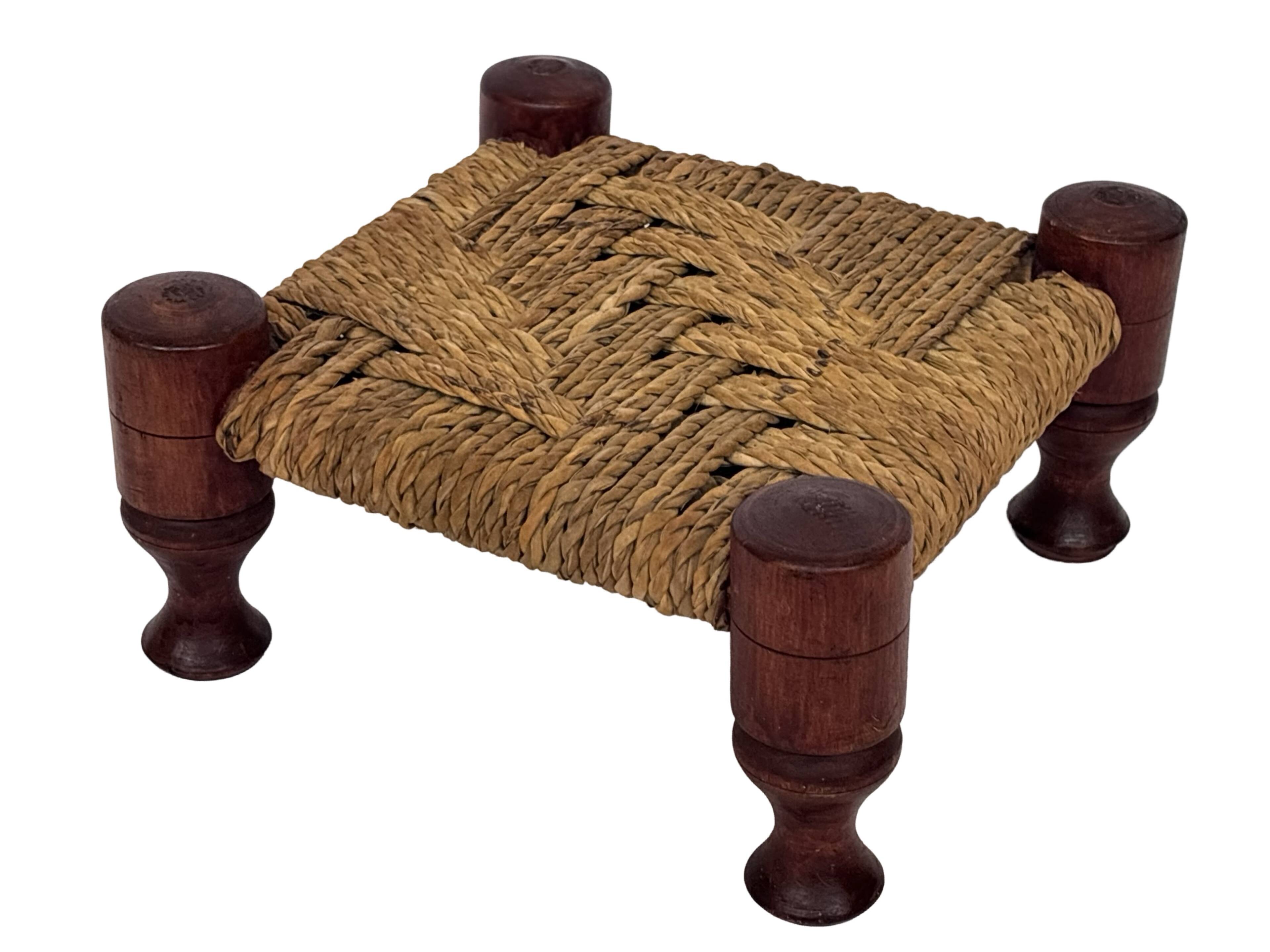 Vintage Footstool wood and rope, 1960s