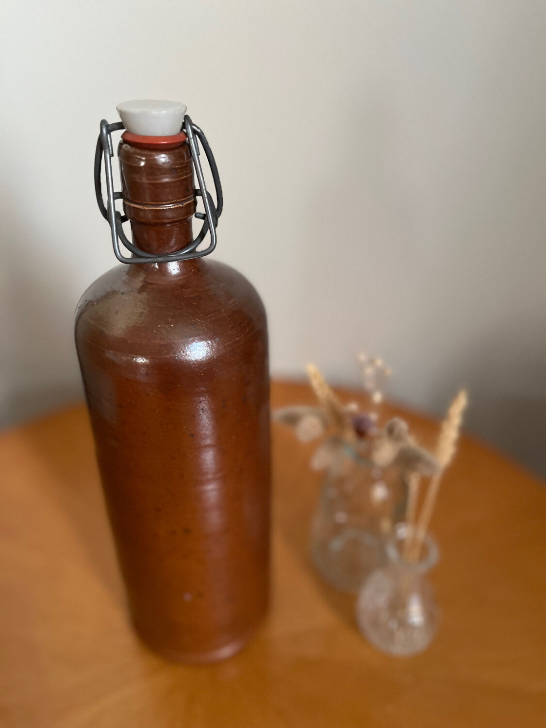 Vintage stoneware and porcelain bottle