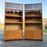 Pair of vintage glass shelves libraries