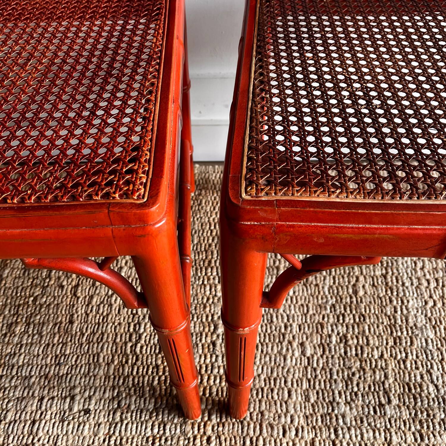 2 Faux Bamboo Dining chairs Chippendale Jonathan Adler