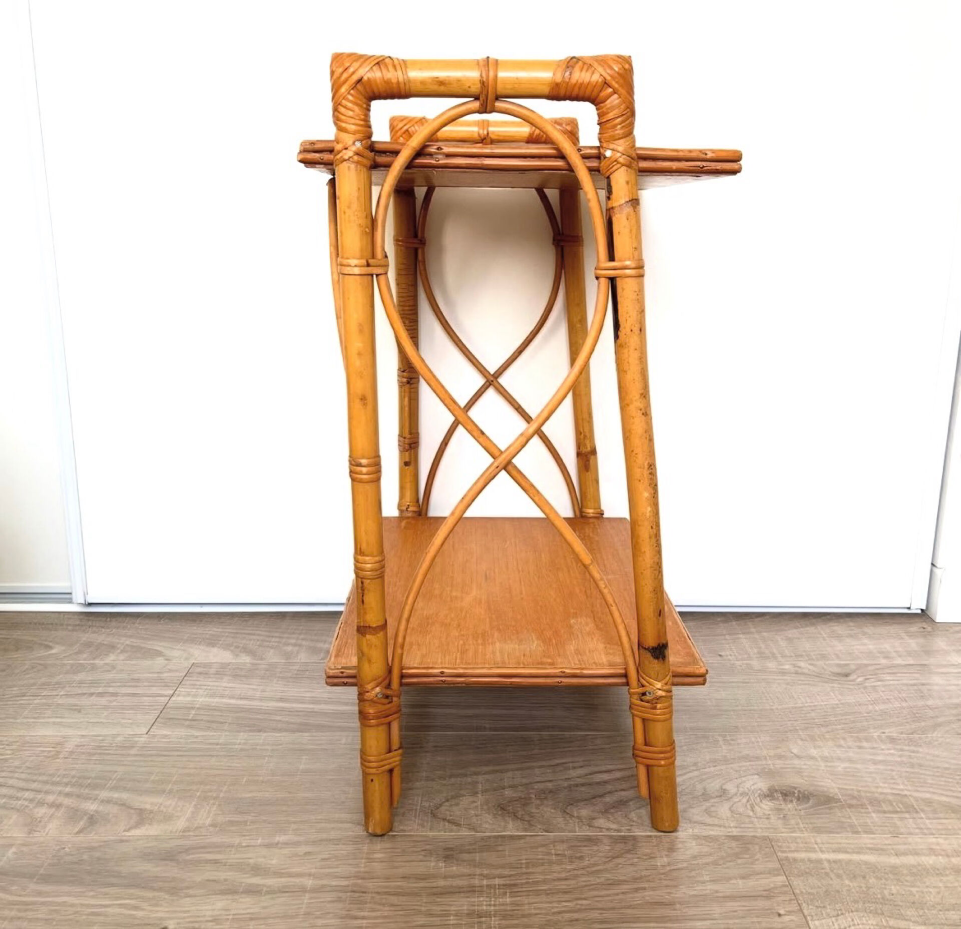 Vintage rattan bedside table