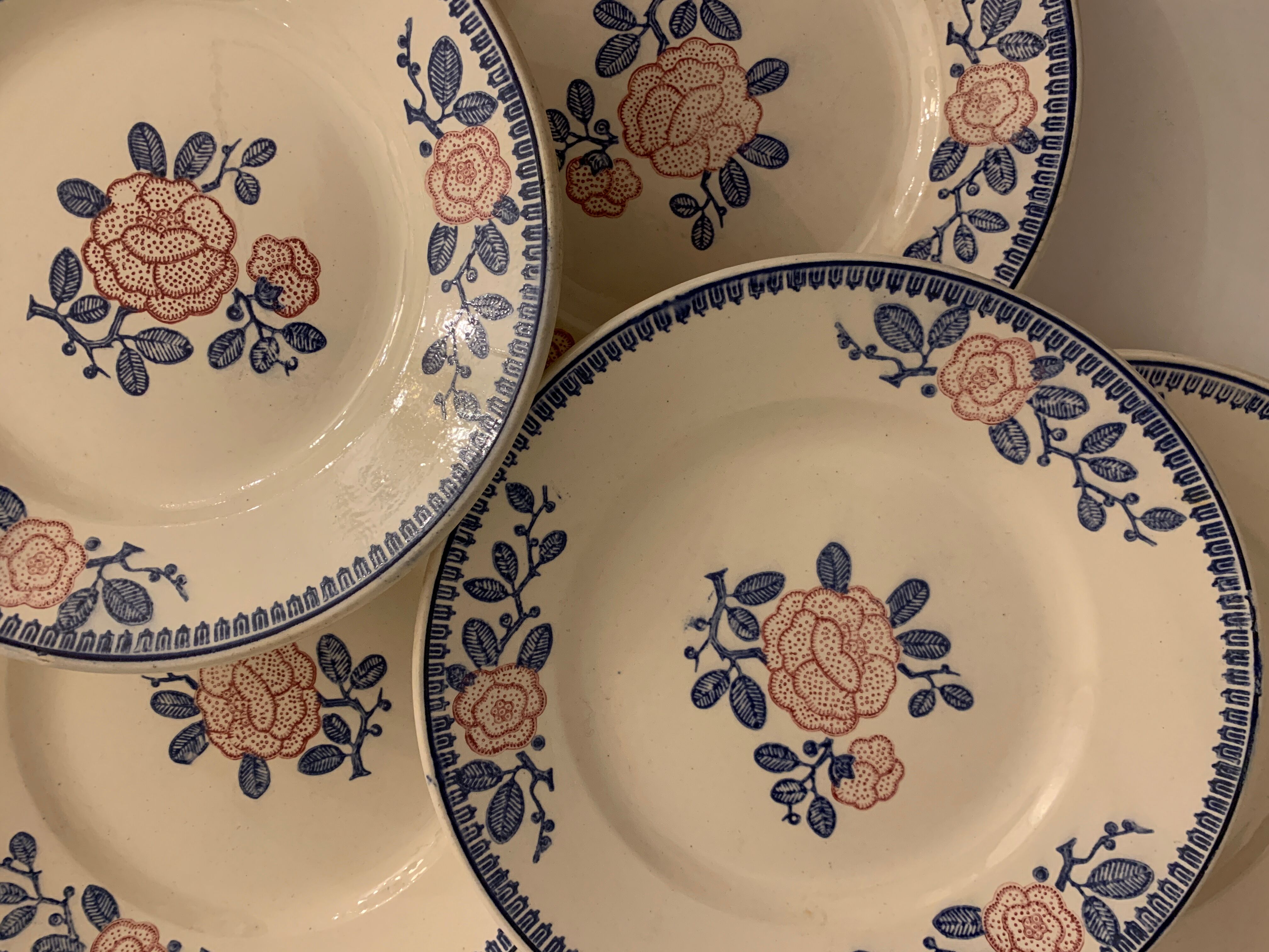 5 Longwy dessert plates, Venice model, art deco