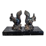 Squirrel bookends signed Tedo, Art Deco