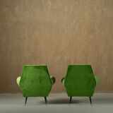 Green velvet armchairs by Gigi Radice, Italy 1950s set of 2