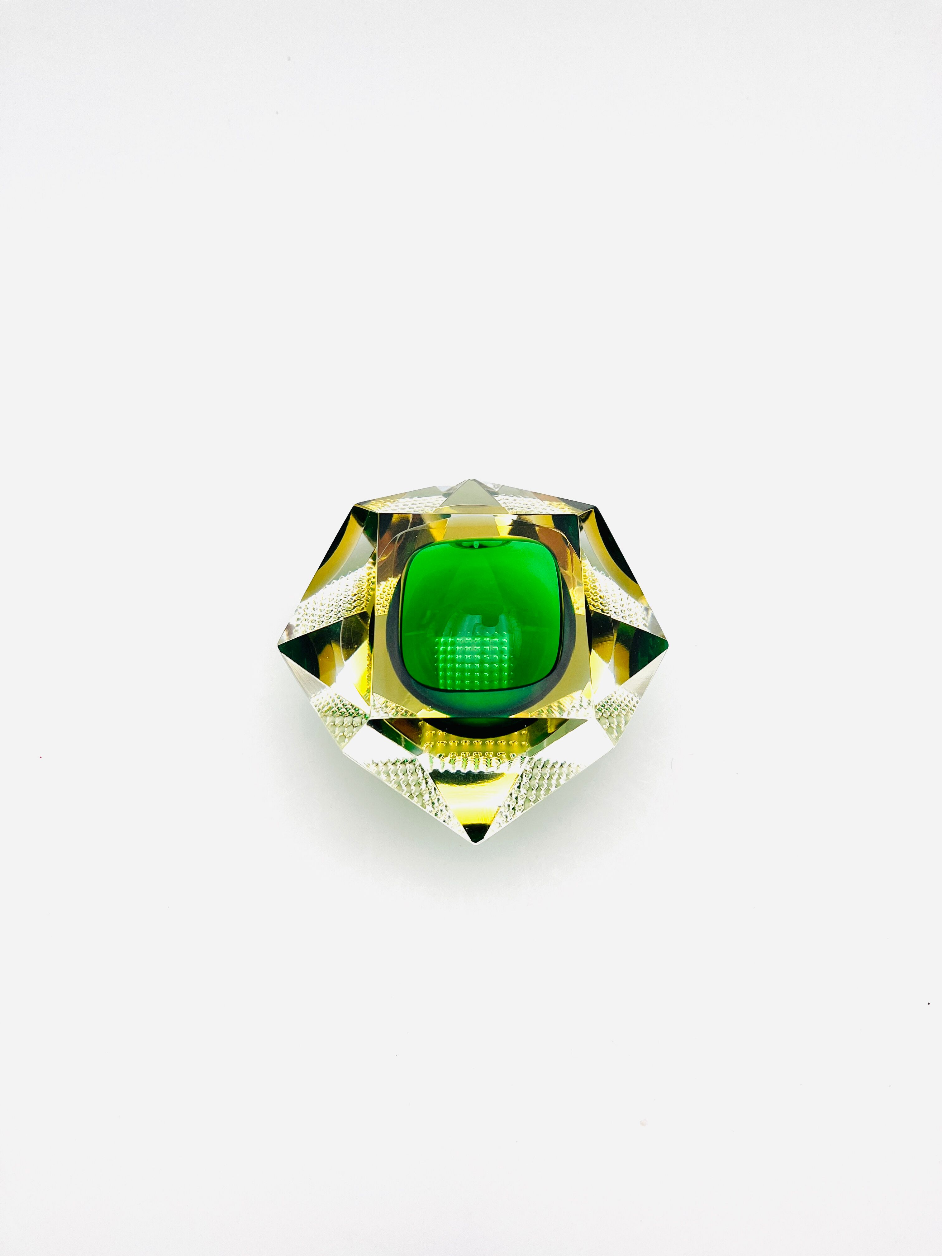 Murano bowl - Flavio Poli - Sommerso - Amber Green - Circa 1960