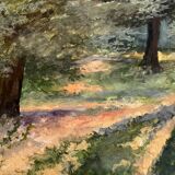 Painting "Path in the undergrowth", Gouache on paper, framed