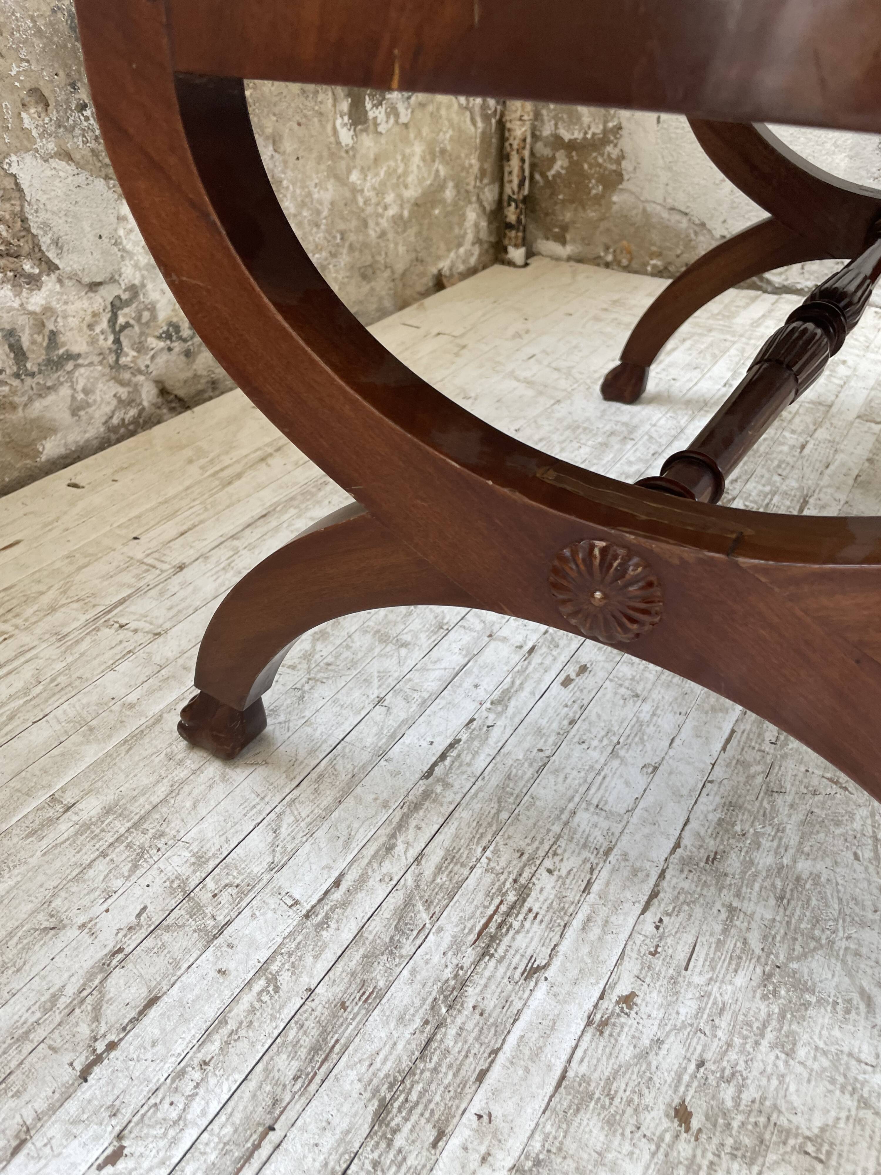 Empire style marble and mahogany coffee table