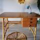 Louis Sognot desk and his stool, in rattan, 1960