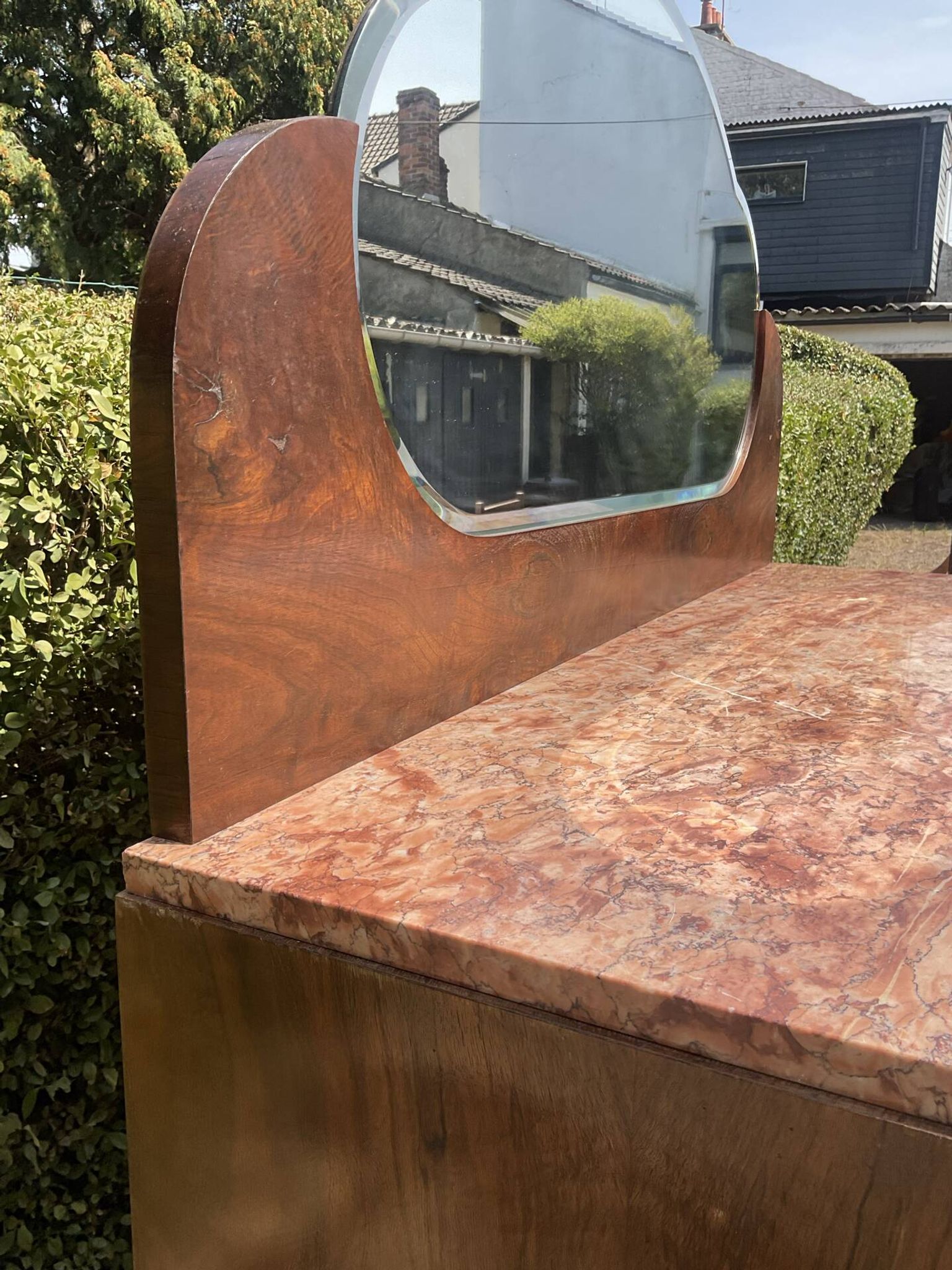 Vintage Art Deco walnut furniture from the 1940s-50s.