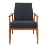 Scandinavian armchair in navy blue bouclé design by H. Lis