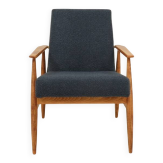Scandinavian armchair in navy blue bouclé design by H. Lis