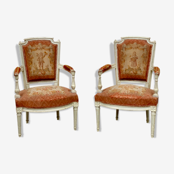 Pair of Louis XVI style armchairs