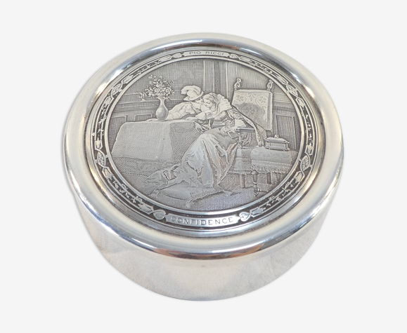 Boite a bijoux en métal argenté scene galante d'apres PIO RICCI epoque 19eme