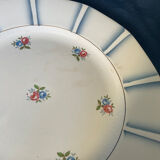 6 vintage octagonal flat plates in floral porcelain, 1960s