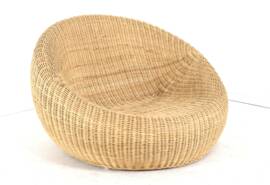 Set of 2 vintage Ikea wicker armchairs "donut"