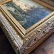 Impressionist painting "Animated twilight landscape" 19th century signed Barbizon