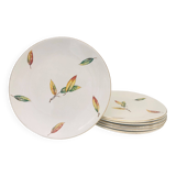 Set of 6 flat plates “Digoin Sarreguemines / La Fontaine model”
