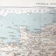 Old map of France in 1950, 43x43cm.