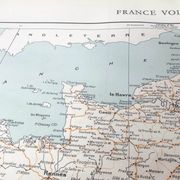 Old map of France in 1950, 43x43cm.