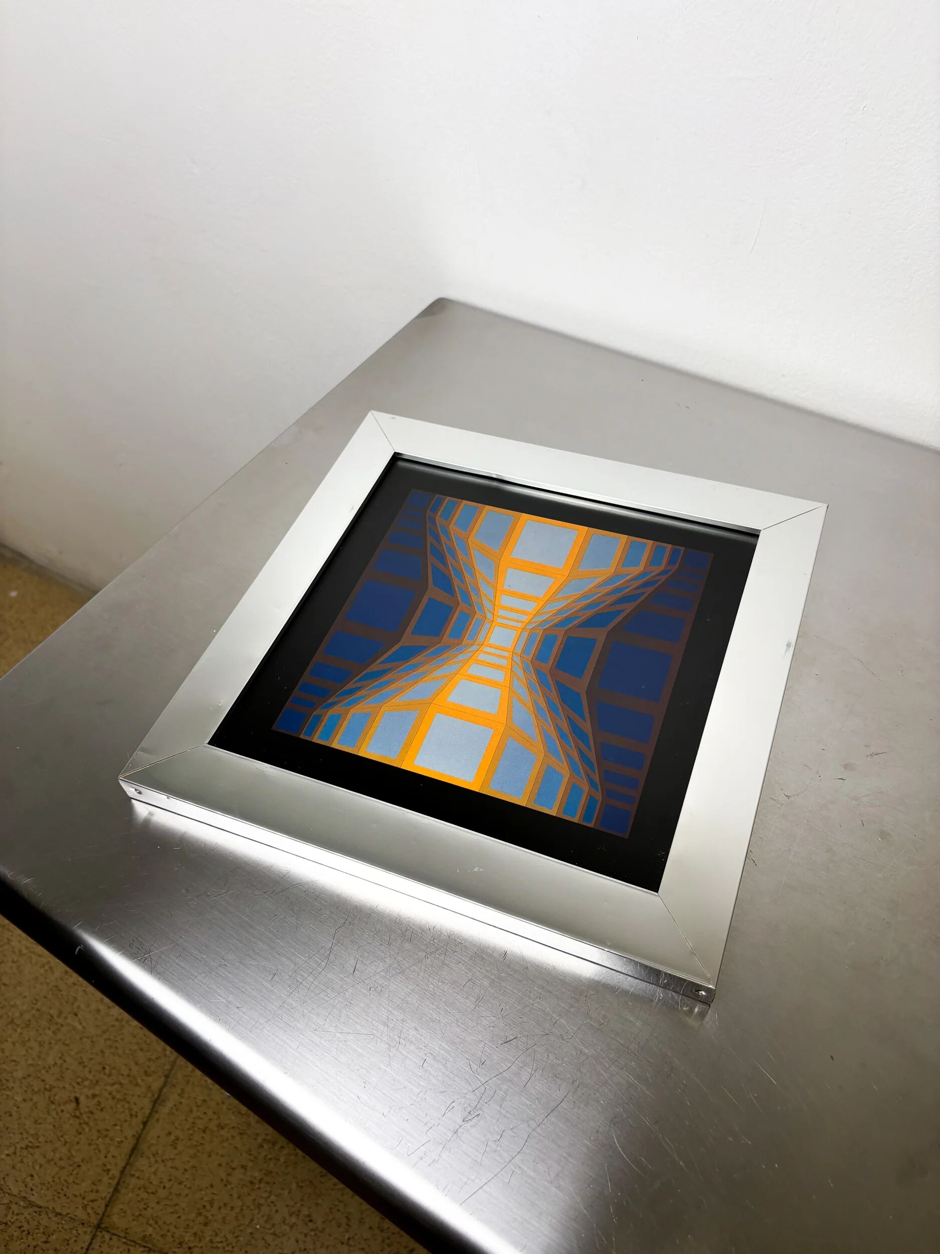 Victor Vasarely, optical composition, circa 1970s, offset print, framed