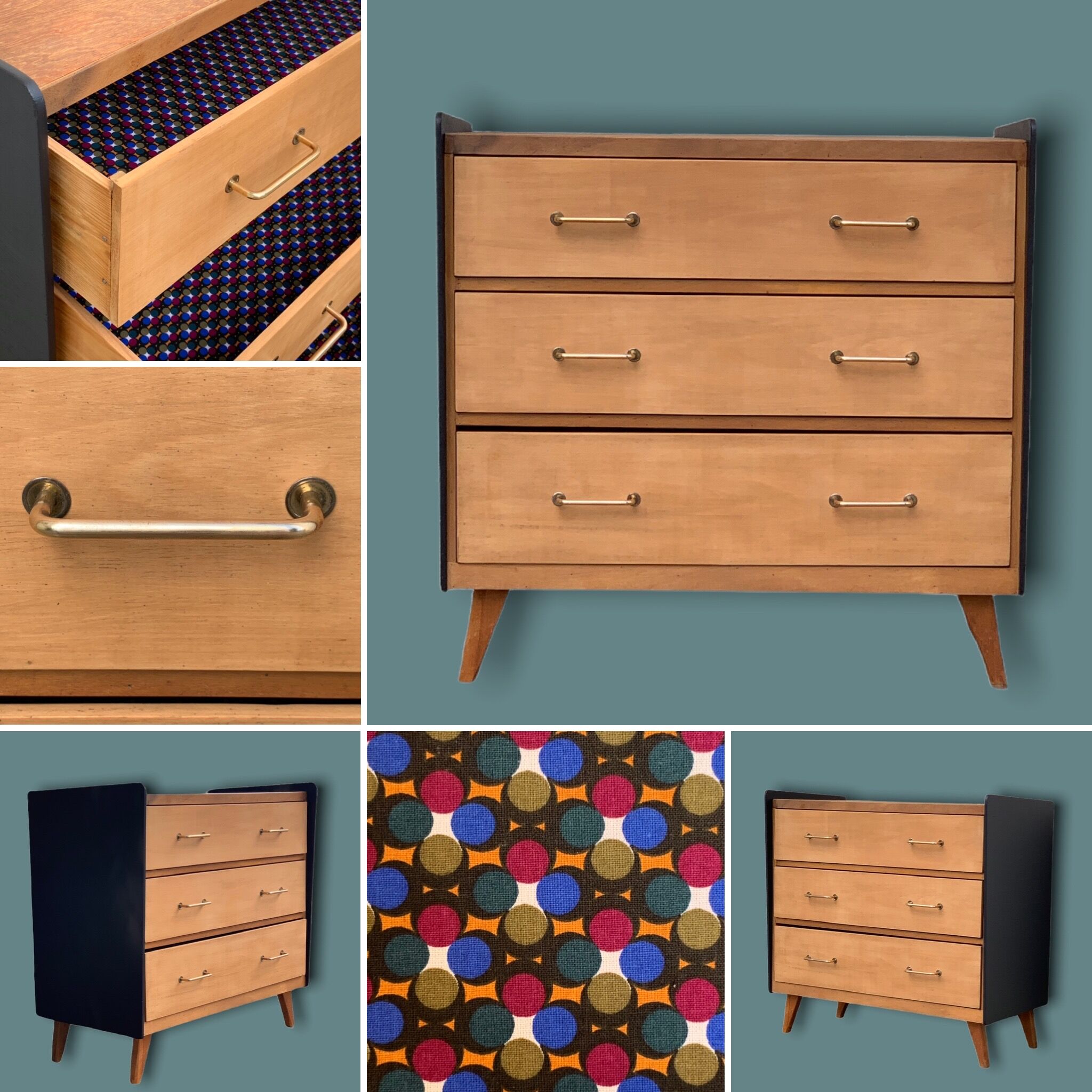 1960 compass foot chest of drawers