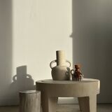 Coffee table, quadripod coffee table in solid monoxyl wood, white color D: 62.5cm