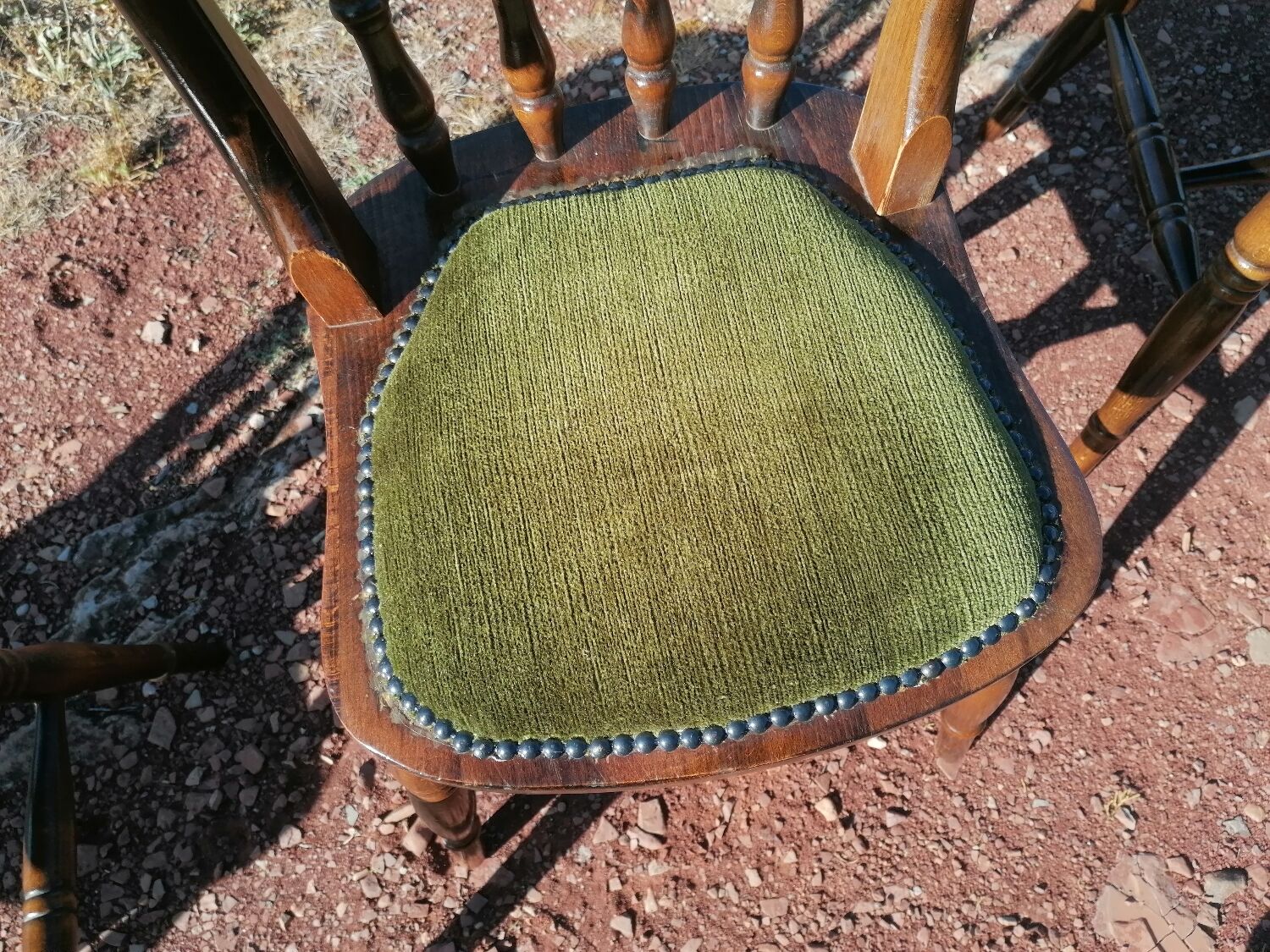 Set of 4 vintage reupholstered English country seat ltd bistro chairs