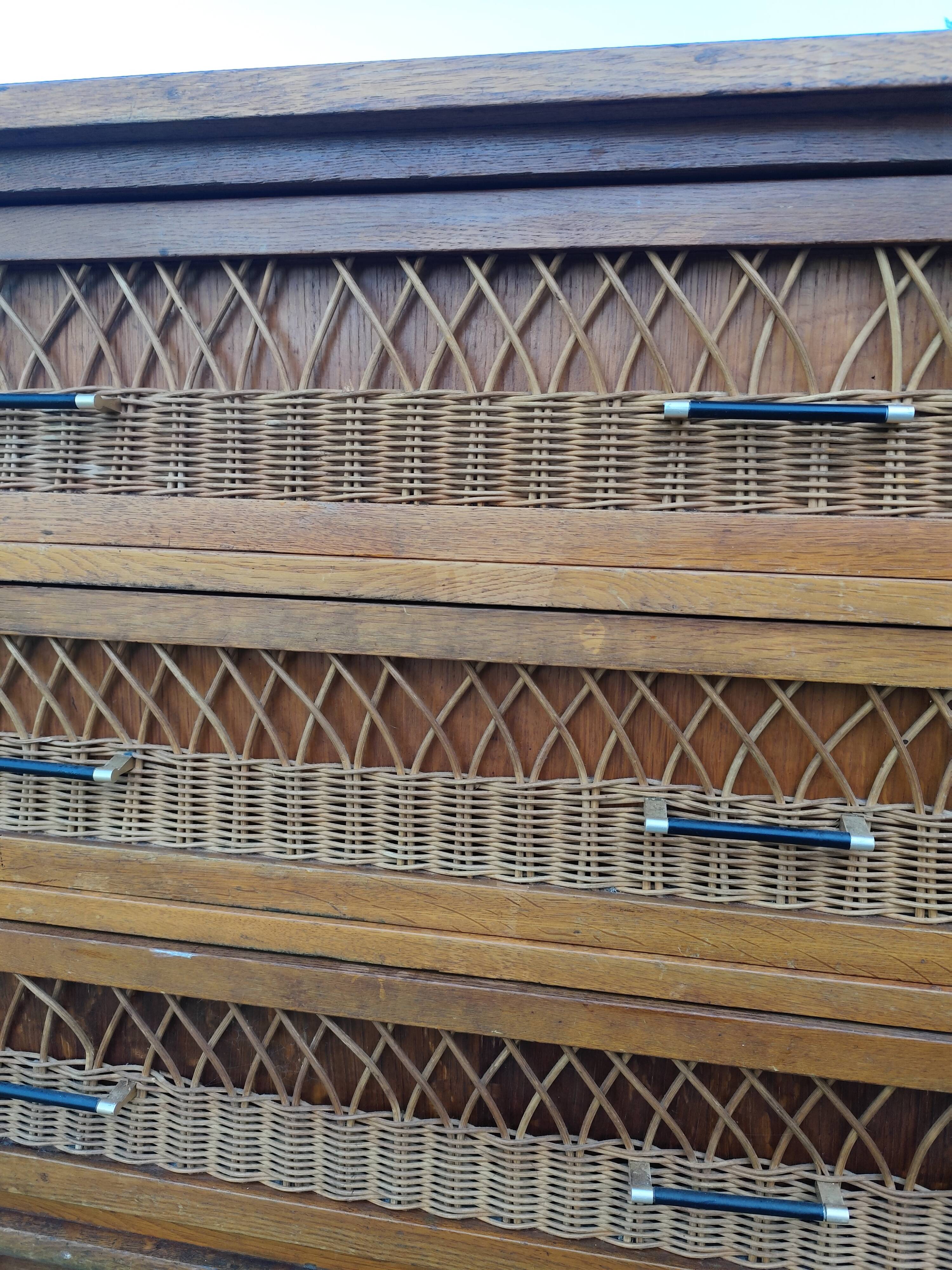 Vintage 4-drawer bamboo rattan chest of drawers