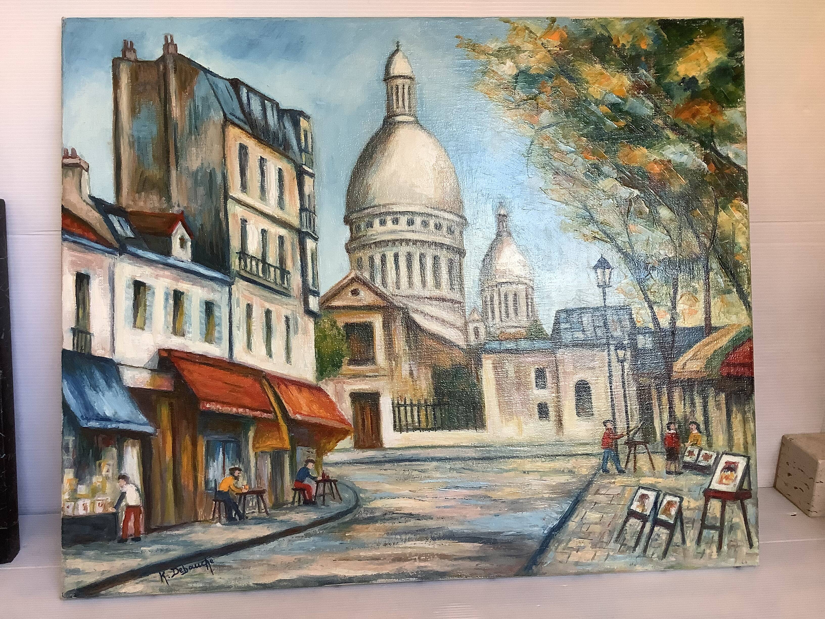 Painting view of Paris oil on canvas signed