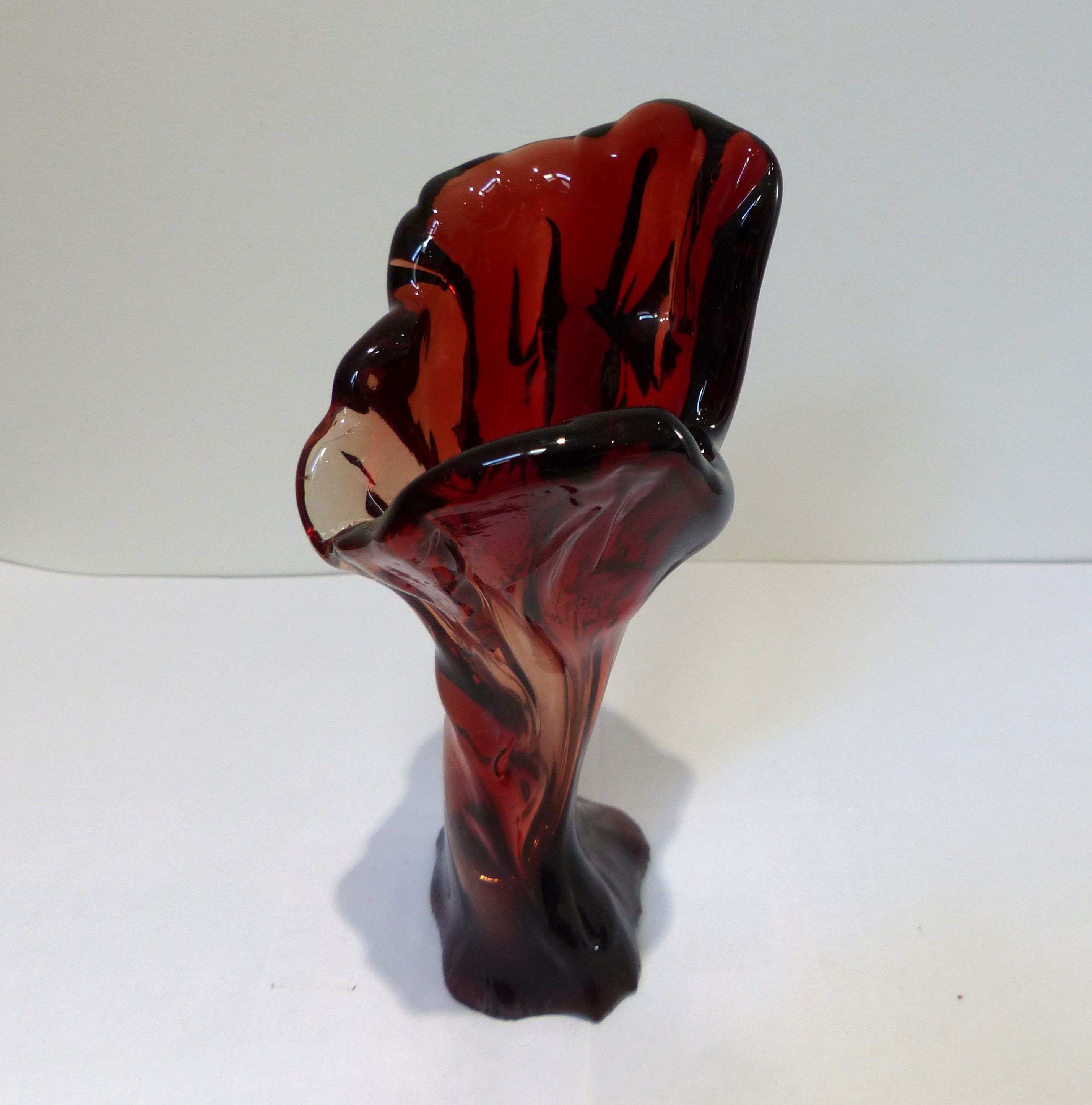 Vintage red glass vase