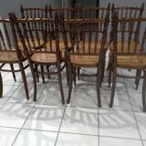 Rare suite of 8 chairs bistrot salon Fischel 1890