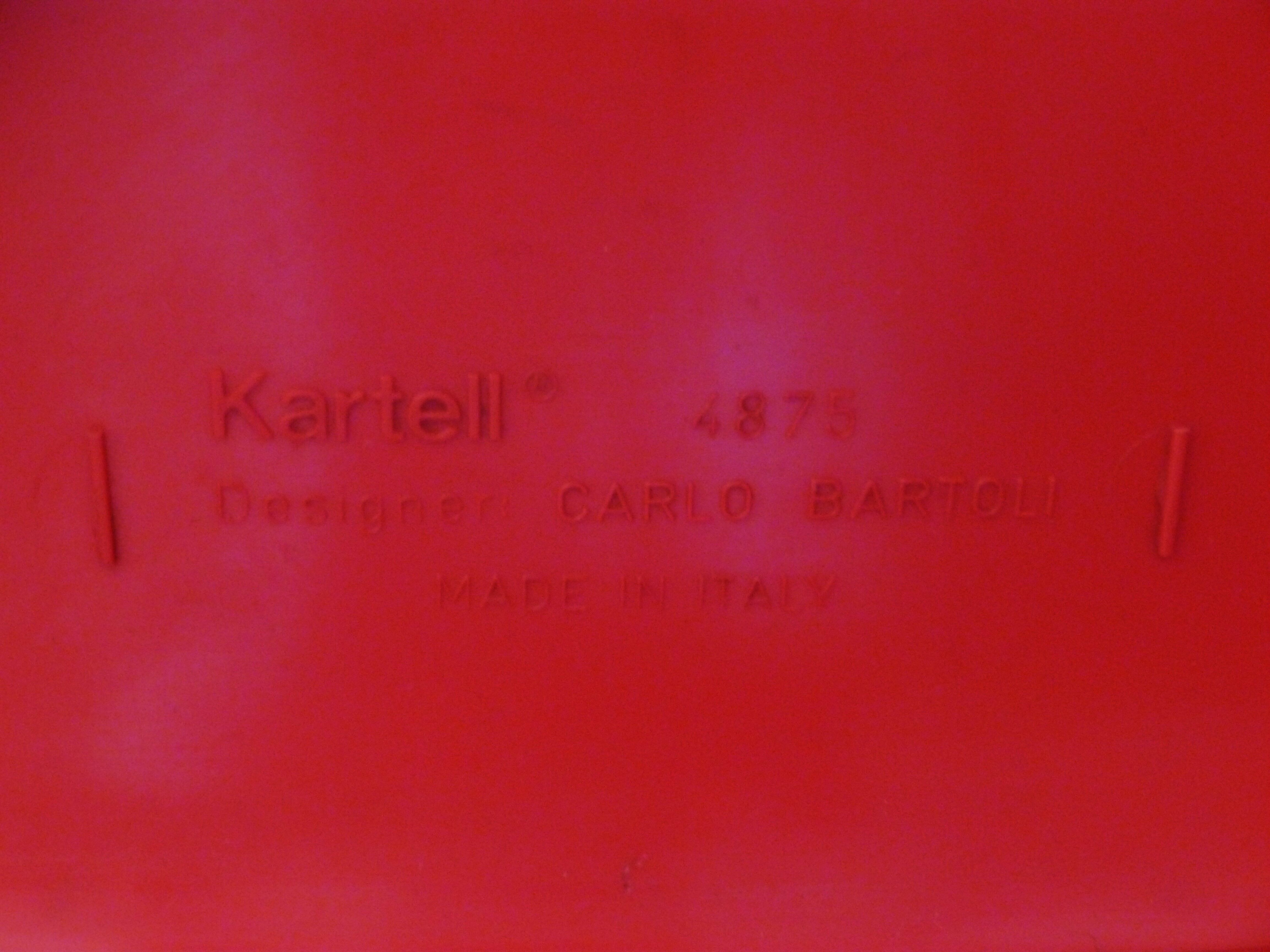 Set of 4 chairs by Carlo Bartoli, model 4875, Kartell edition, 70s