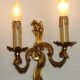 Stylish Vintage French Bronze Double Wall Sconces with Acanthus Leaf Detail