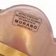 Italian oval mirror in brass and pink blown Murano glass