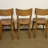 Set of 3 vintage wooden bistro chairs