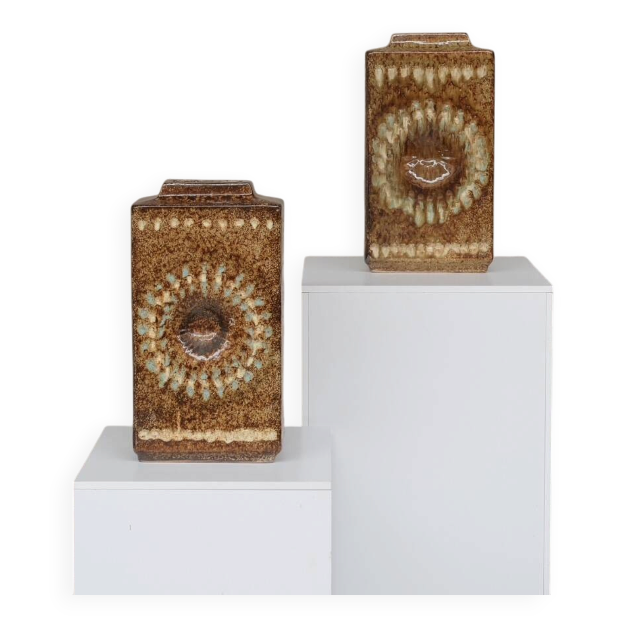 Pair of Mid-Century 'Zsolnay' Ceramic Urns or Vases