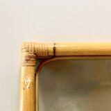 Large vintage tray in bamboo and smoked glass