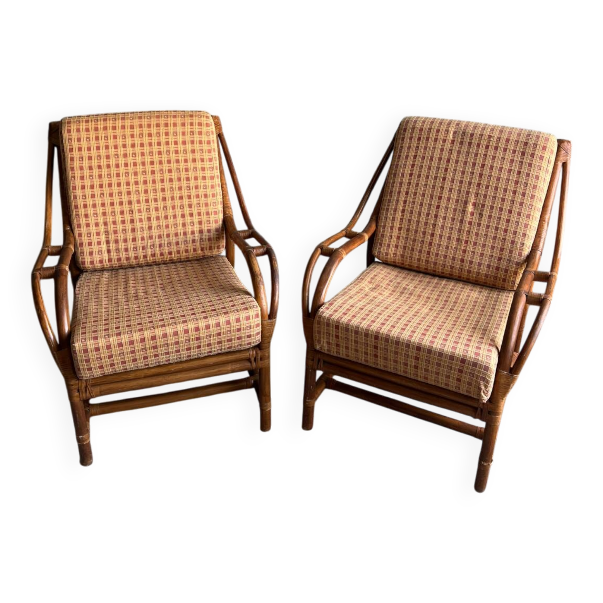 Pair of rattan armchairs