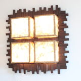 Scandinavian style wall lamp in wood and fabric, 1970