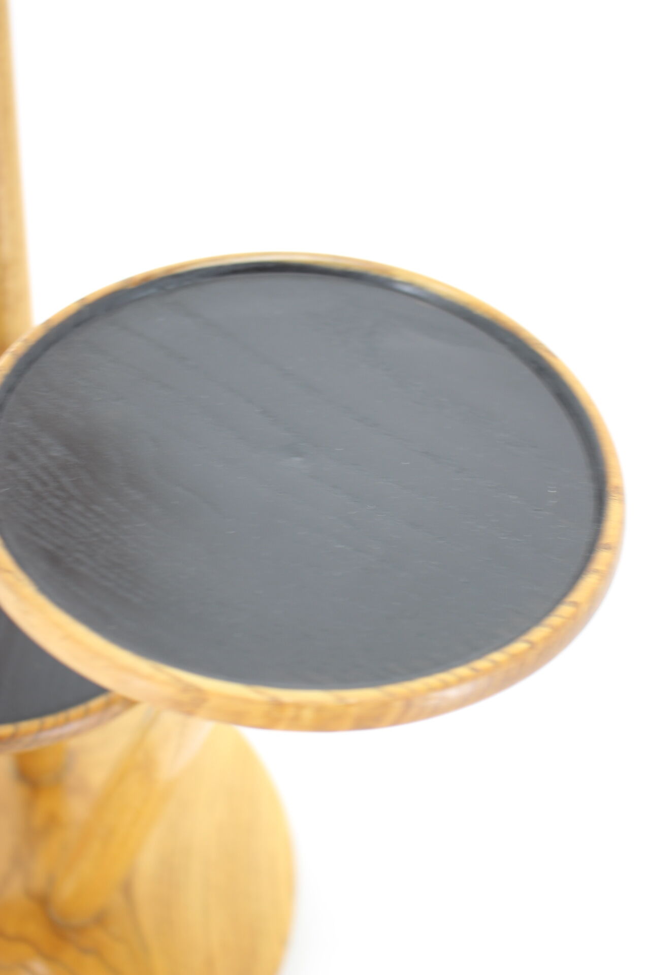 1960s wooden oak plant stand, czechoslovakia