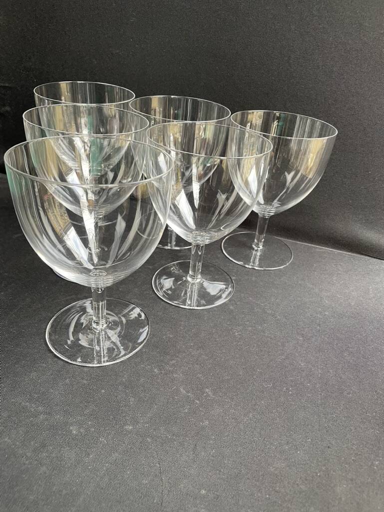 6 large glasses in light blown crystal