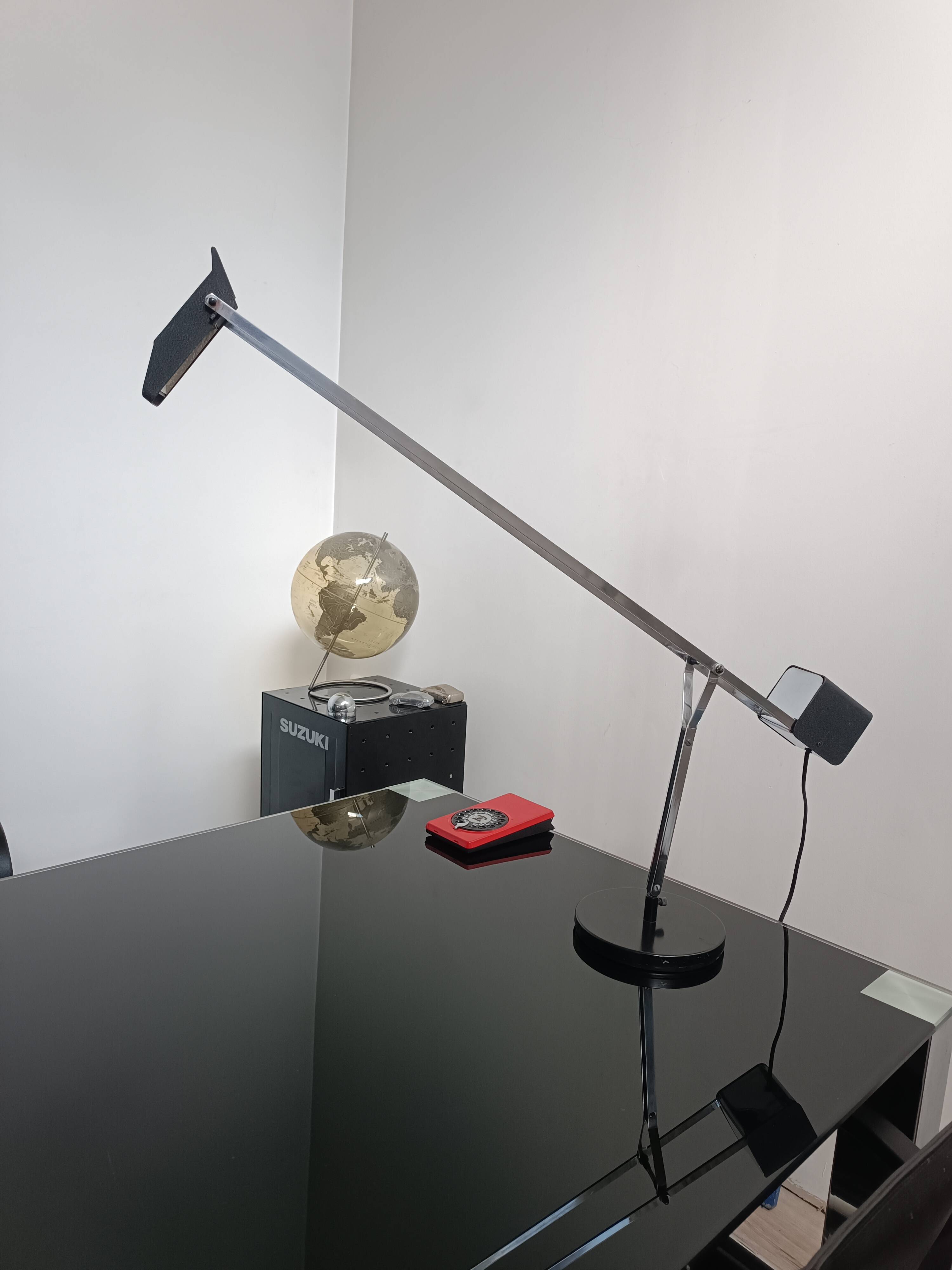 Important Fase Cisne chrome lamp, edition by Fase, 1980s.