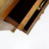 Paire de tables de chevet en bois, laiton et cuivre
