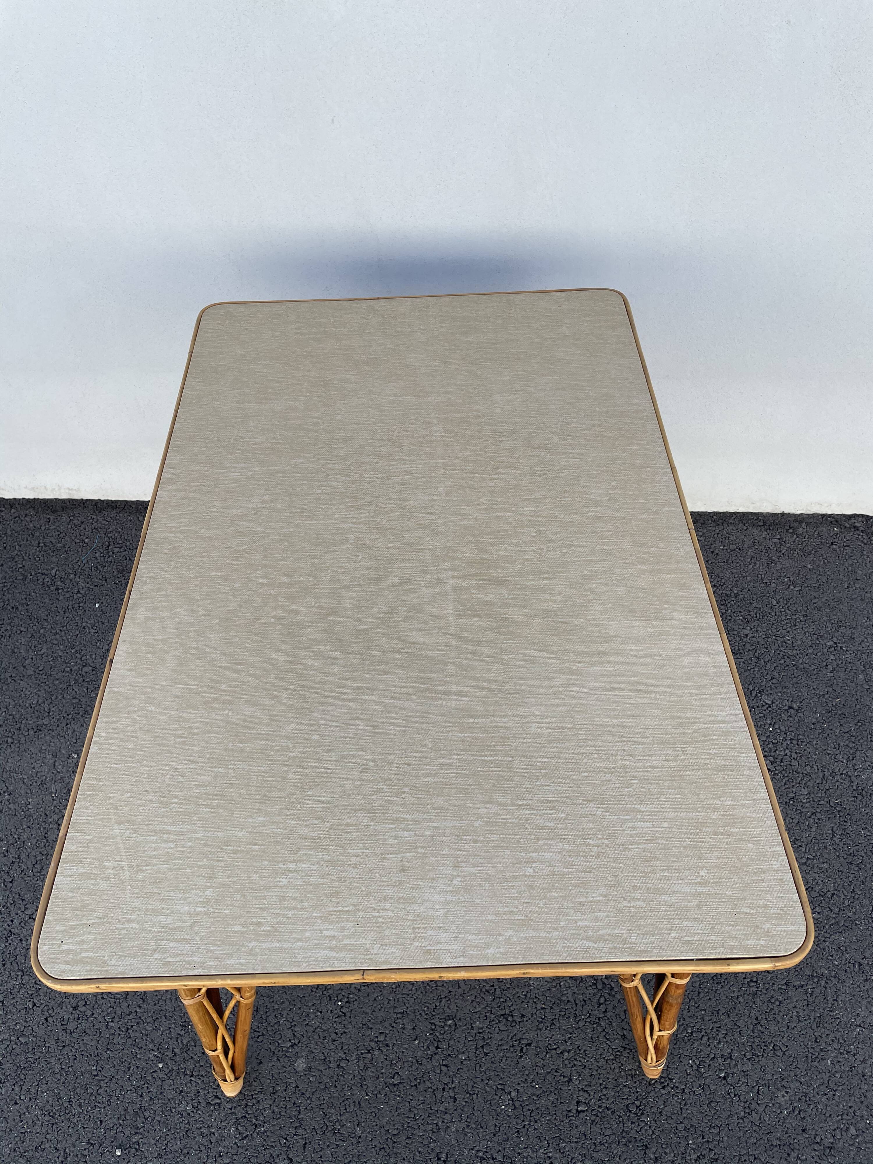 Rattan table vintage compass feet