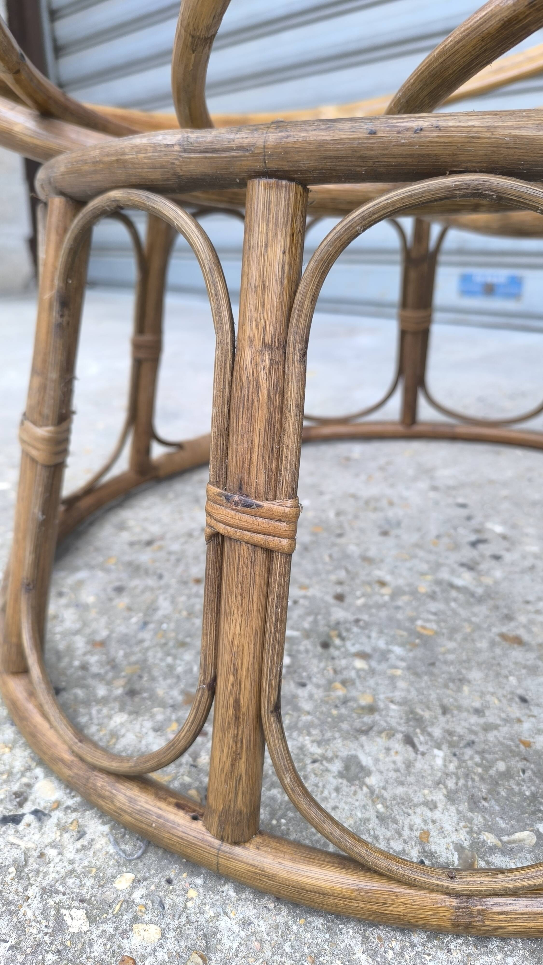 Papasan loveseat chair in rattan, 1950