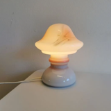 Table lamp in white opaline glass with coloured decorations
